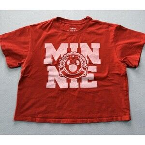 Disney Women’s Minnie Mouse Cropped T Shirt,size M